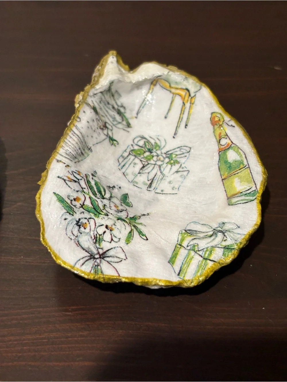 Wedding bridal theme handmade decoupage shells